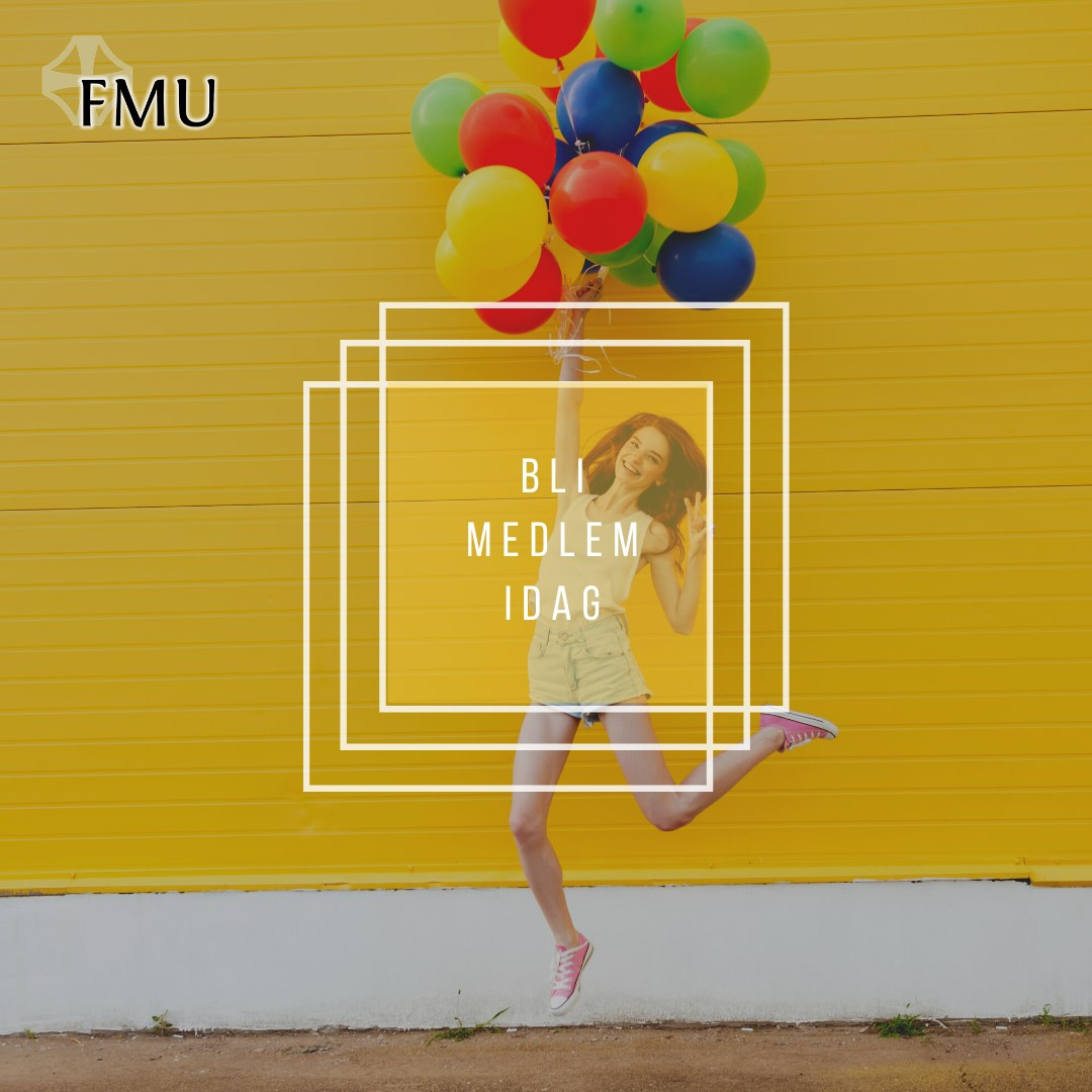 En bild där det står, bli medlem i FMU