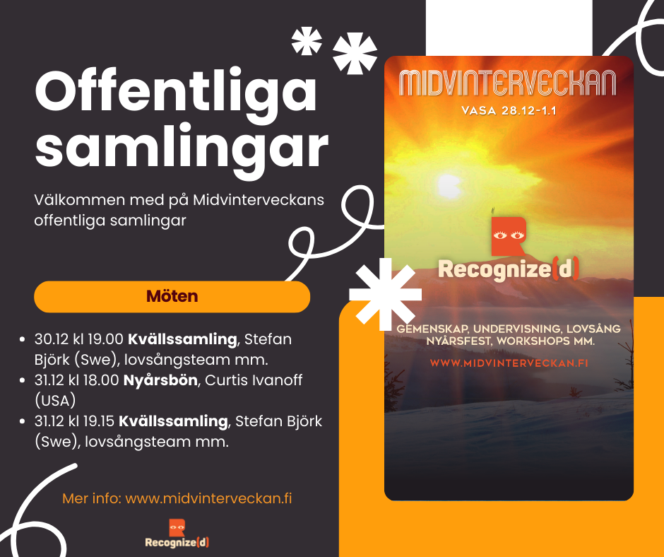 Annons om Midvinterveckans offentliga samlingar som är på Variska i Vasa. 30 & 31.12 kl 19